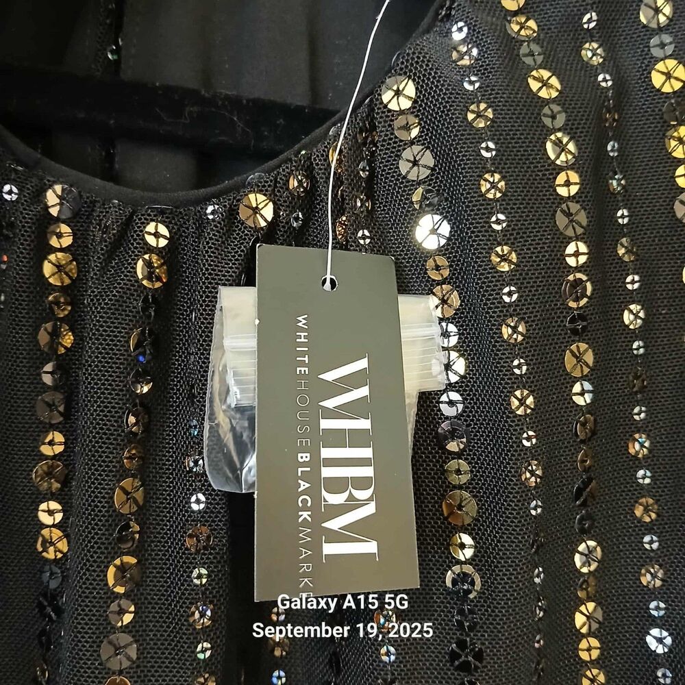 White House Black Market Long-Sleeve Sequin Blouson Dress – Size Medium Cocktail - Picture 6 of 10